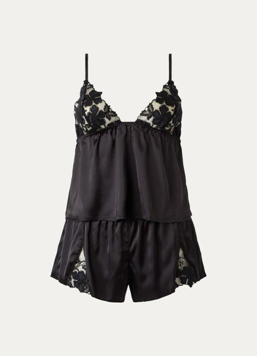 Bluebella Alara pyjamaset van satijn met mesh en borduring