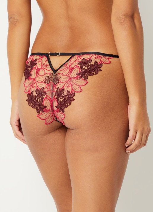 Bluebella Calantha slip van mesh met bloemborduring - achterkant 3 fuchsia