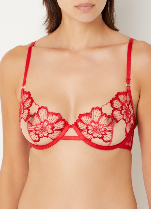 Bluebella Catalina beugel bh met borduring - detail rood