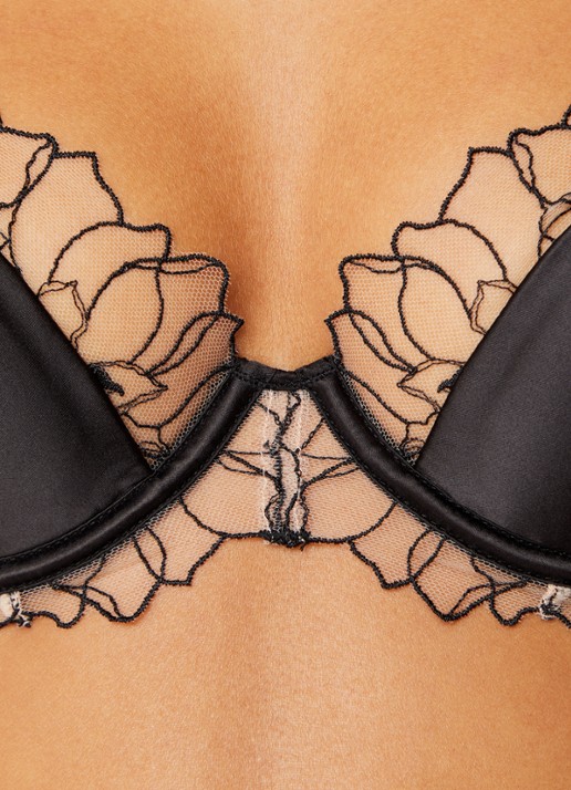 Bluebella Fern voorgevormde bh van satijn met mesh  - detail 2 zwart