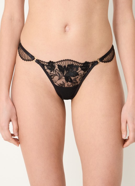 Bluebella Gabriella tanga van mesh met borduring - detail 4 zwart