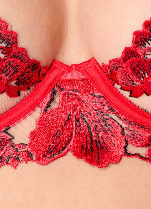 Bluebella Lavanya beugel bh van mesh met bloemborduring - detail 3 rood