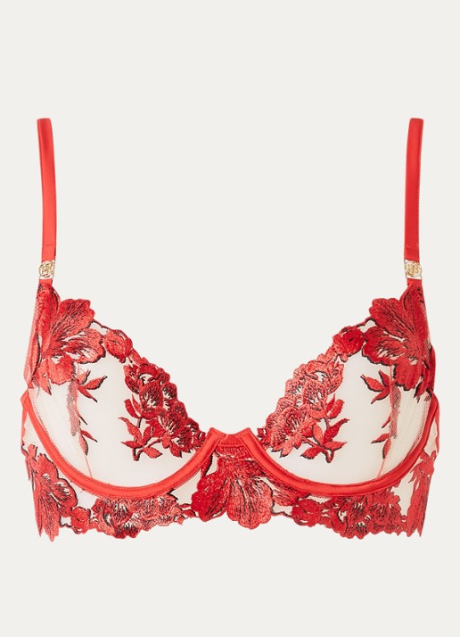 Bluebella Lavanya beugel bh van mesh met bloemborduring - voorkant 4 rood
