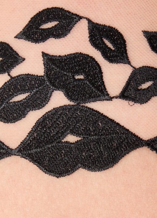 Bluebella Marian jarretels van mesh met borduring - detail 3 zwart