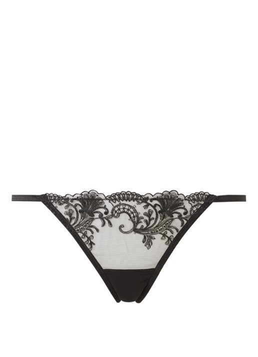 Bluebella Marseille tanga van mesh met borduring - voorkant 2 zwart