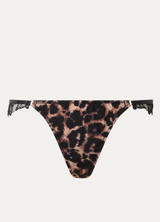 Bluebella Nina string met panterprint en mesh met borduring - voorkant camel