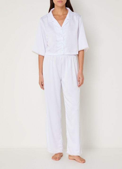 Bluebella Pyjamatop van satijn met imitatieparels - voorkant 4 wit