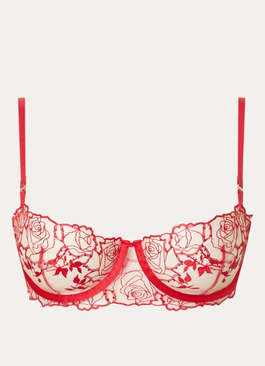Bluebella Rosalie beugel bh van mesh met borduring - voorkant 5 rood