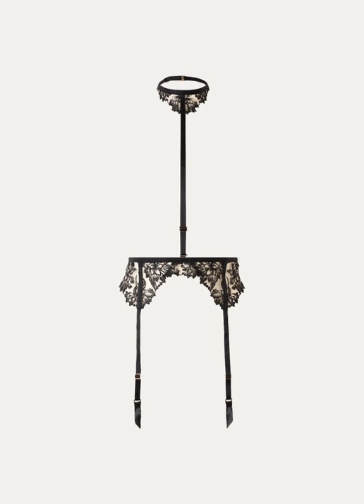 Bluebella Samara jarretels van mesh met borduring - voorkant multicolor