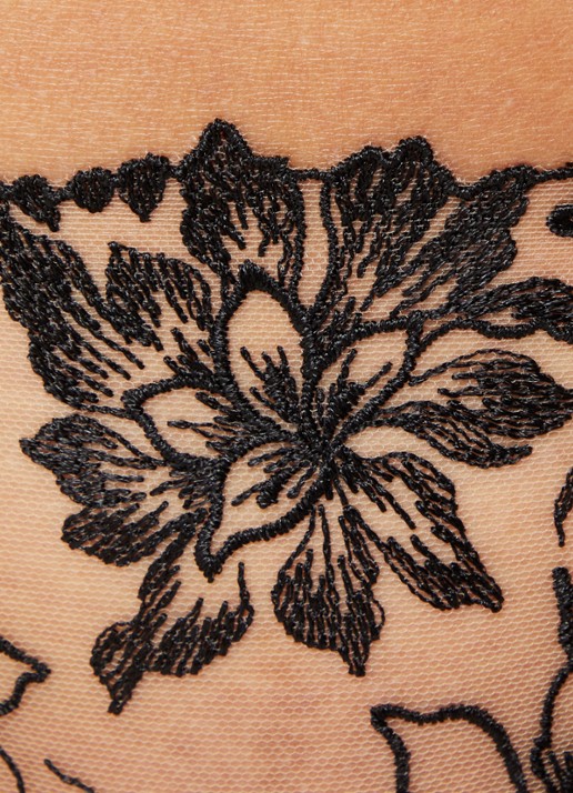 Bluebella Samara string van mesh met bloemborduring - detail 2 zwart