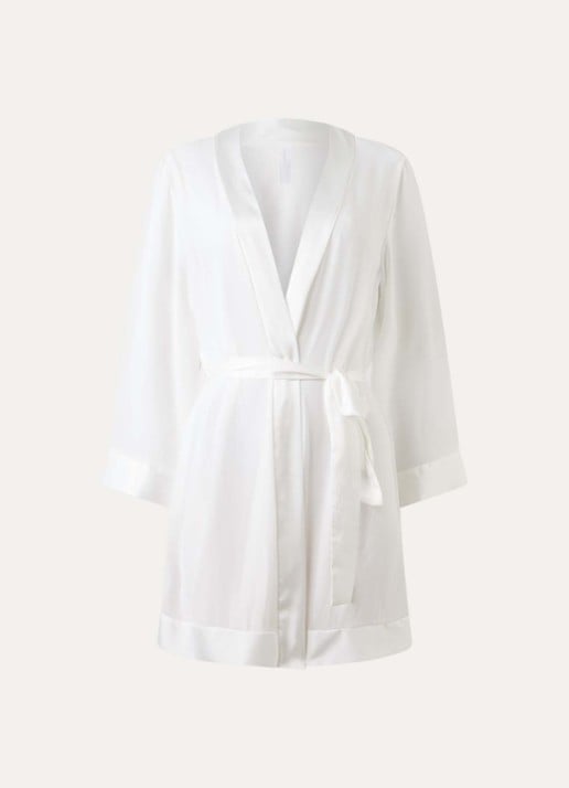 Bluebella Semi-transparante kimono met details van satijn - voorkant ivoor