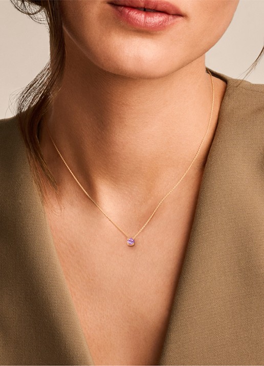 Blush Ketting van 14 karaat geelgoud met amesthist 3200YPA - voorkant 2 geelgoud
