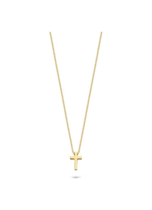 Blush Ketting van 14 karaat geelgoud met kruis hanger 3091YGO - voorkant goud