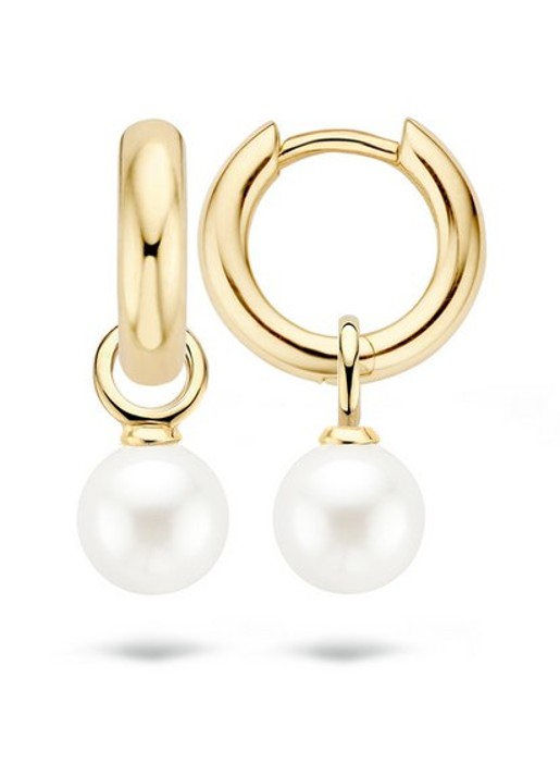 Blush Oorbelbedels van 14k geelgoud met parel - detail 4 wit