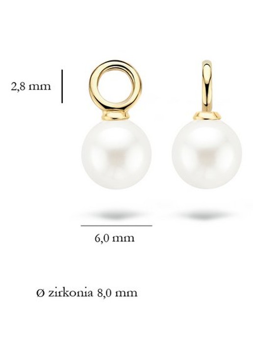 Blush Oorbelbedels van 14k geelgoud met parel - detail 6 wit