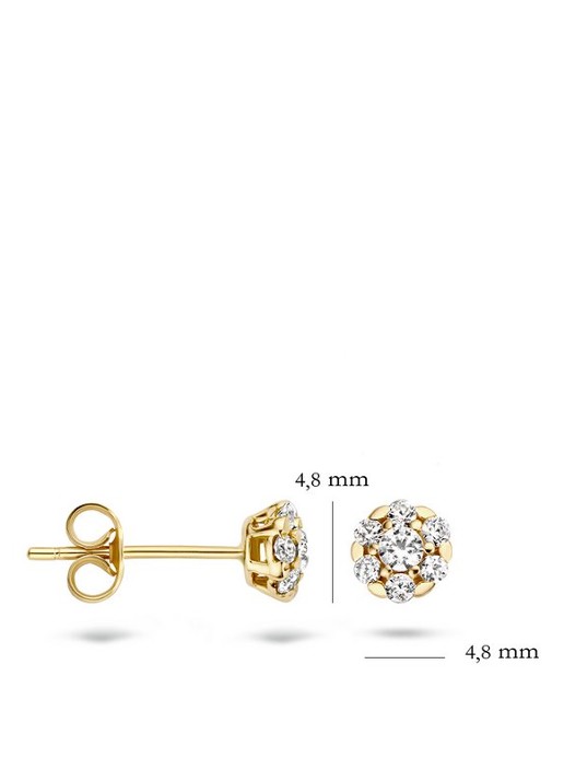Blush Oorknopjes van 14 karaat geelgoud met zirkonia 7241YZI  - detail 3 geelgoud