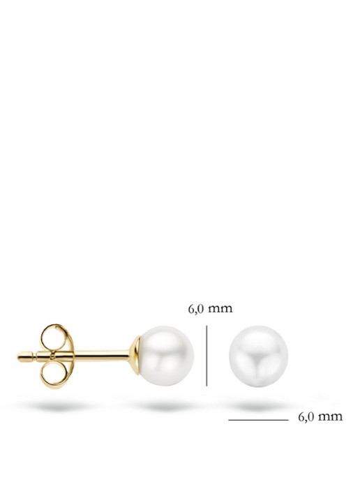 Blush Oorknopjes van 14 karaat geelgoud met zoetwaterparel 7149YPW - detail geelgoud