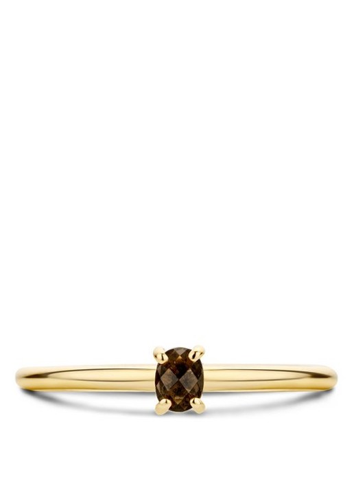 Blush Ring van 14 karaat geelgoud met rookkwarts 1204YSQ  - detail 2 geelgoud
