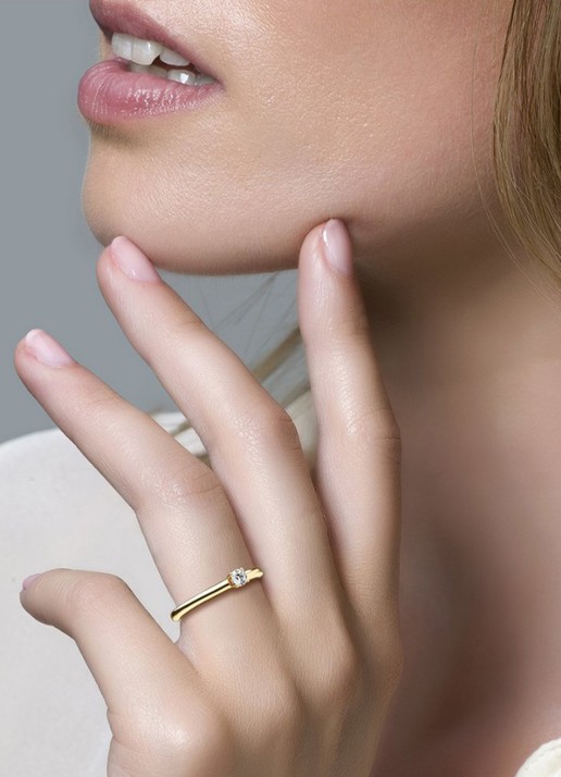 Blush Ring van 14 karaat geelgoud met zirkonia 1112YZI - voorkant 2 geelgoud