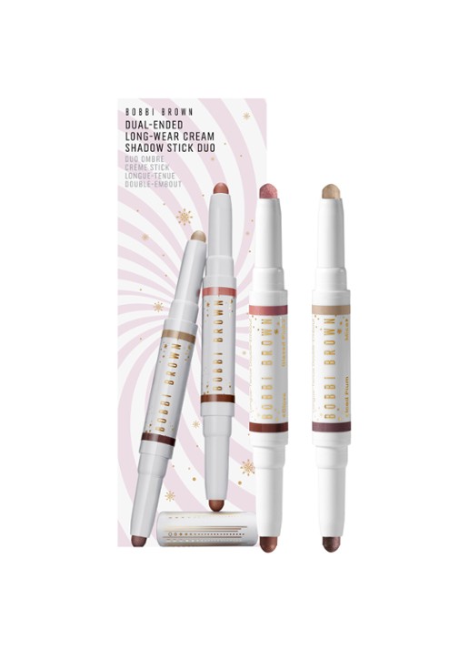 Bobbi Brown Dual-Ended Long-Wear Cream Shadow Stick Duo - oogschaduwstick set - voorkant mica / iced plum / glazed pink / clove