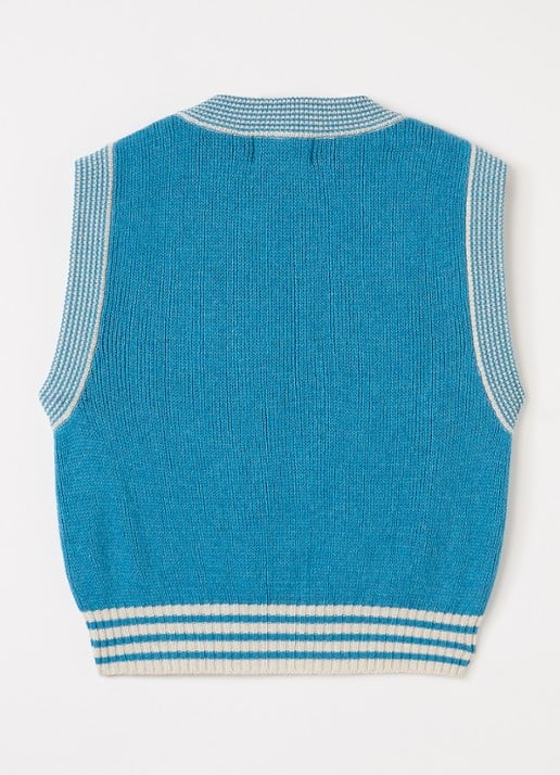 BOBO CHOSES Blossom grofgebreide spencer in wolblend - voorkant 2 blauw