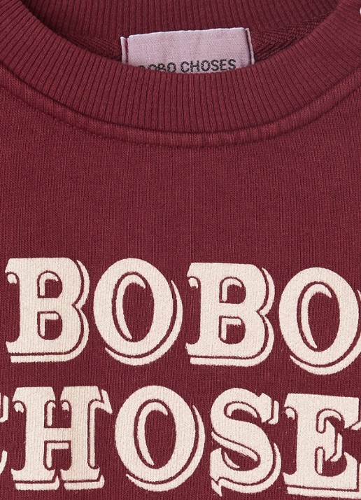 BOBO CHOSES Embossed sweater met logoprint - detail aubergine