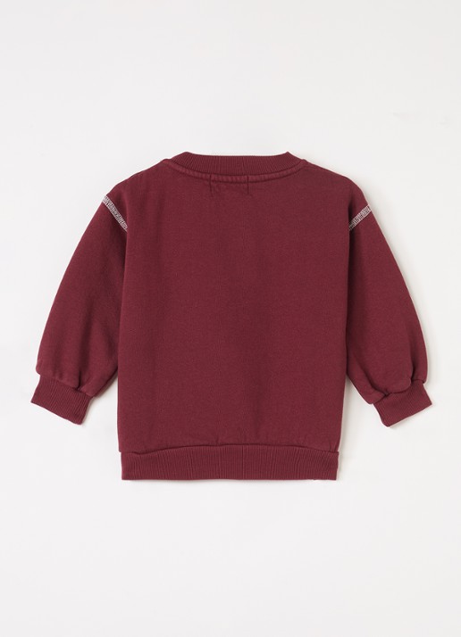 BOBO CHOSES Embossed sweater met logoprint - voorkant 3 aubergine