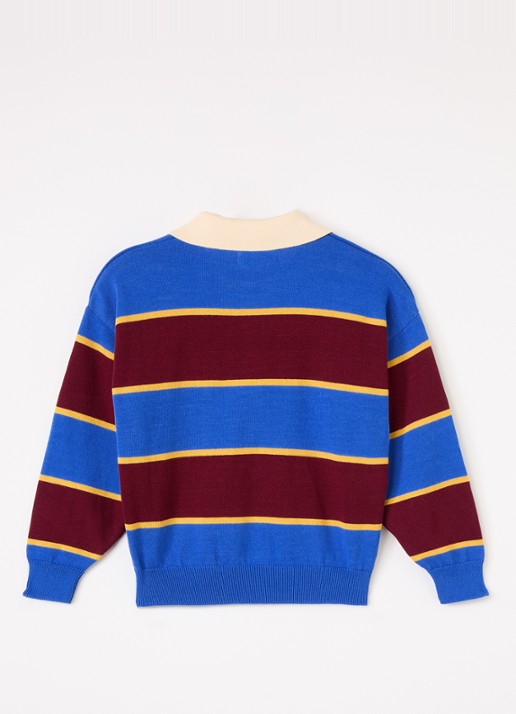 BOBO CHOSES Fijngebreide trui met streepprint - voorkant 2 blauw