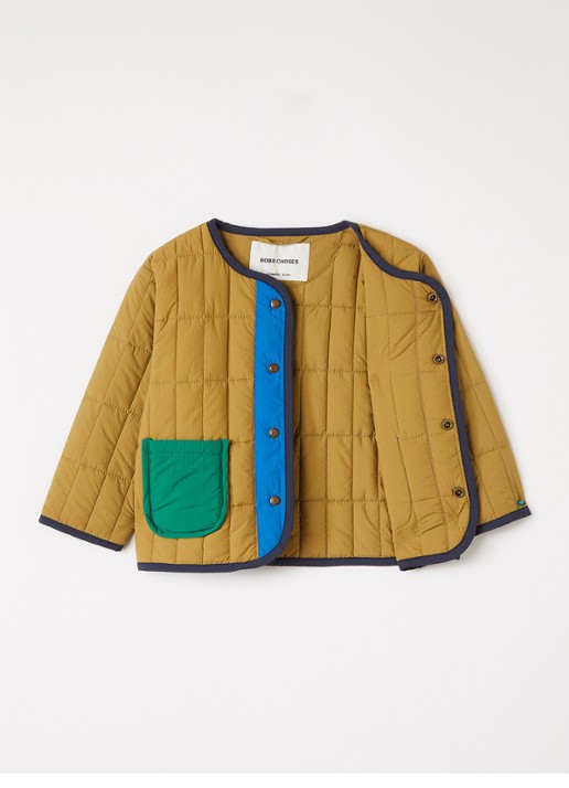 BOBO CHOSES Gewatteerd jack met quilt patroon - voorkant 3 khaki