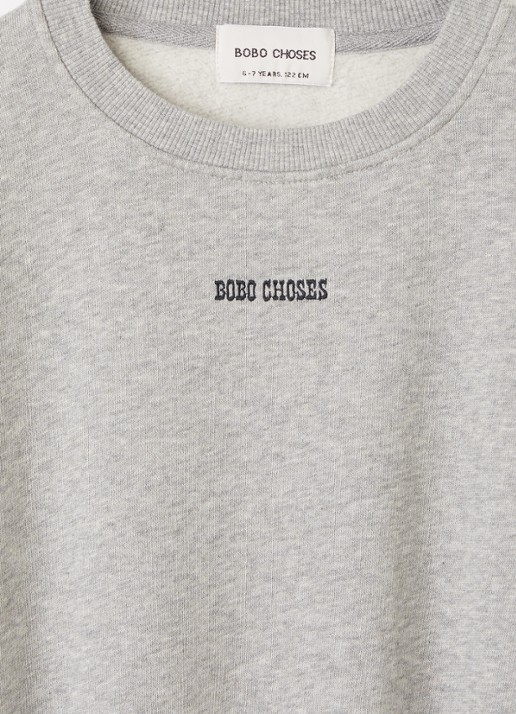 BOBO CHOSES Mush Monster Duo sweater met logoborduring en backprint - detail lichtgrijs