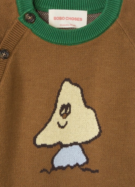 BOBO CHOSES Mush Monster fijngebreide trui met print - detail bruin