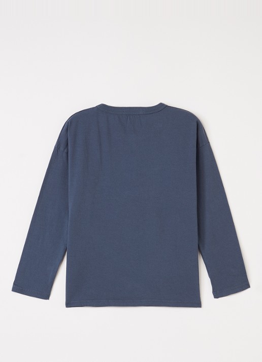 BOBO CHOSES Pixel Abduction longsleeve met print - voorkant 3 indigo