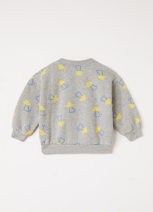 BOBO CHOSES Pixel Abduction sweater met print - voorkant 2 grijsmele