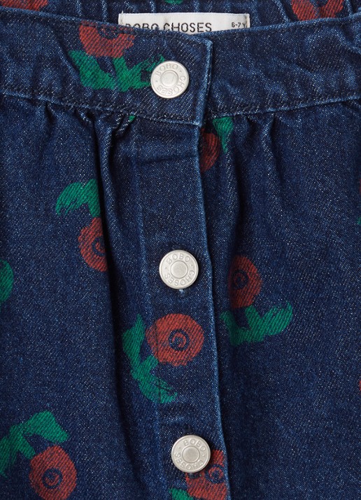 BOBO CHOSES Spijkerrok met bloemenprint - detail donkerblauw