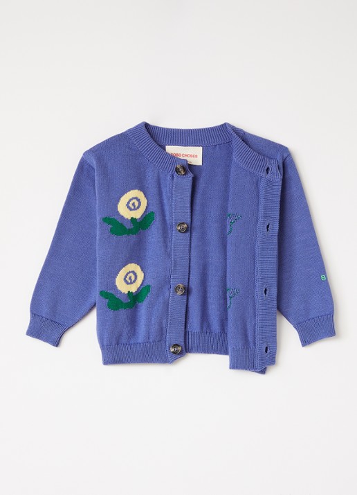 BOBO CHOSES Stamp bloom fijngebreid vest met ingebreid patroon - voorkant 2 paars