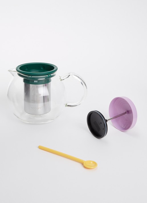 Bodum Assam theepot met filter 1 liter - voorkant 2 transparant