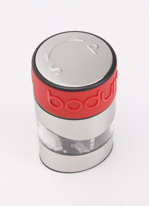 Bodum Zout- en pepermolen 11 cm - voorkant 2 rood