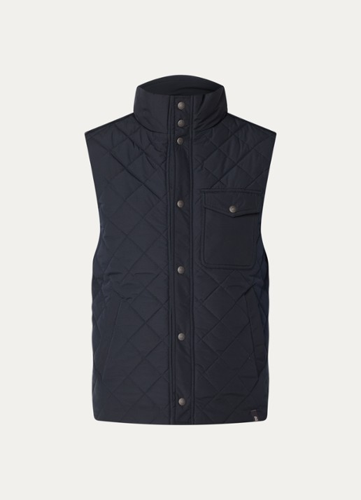 Boggi Milano Bodywarmer in wolblend met quilt patroon - voorkant donkerblauw