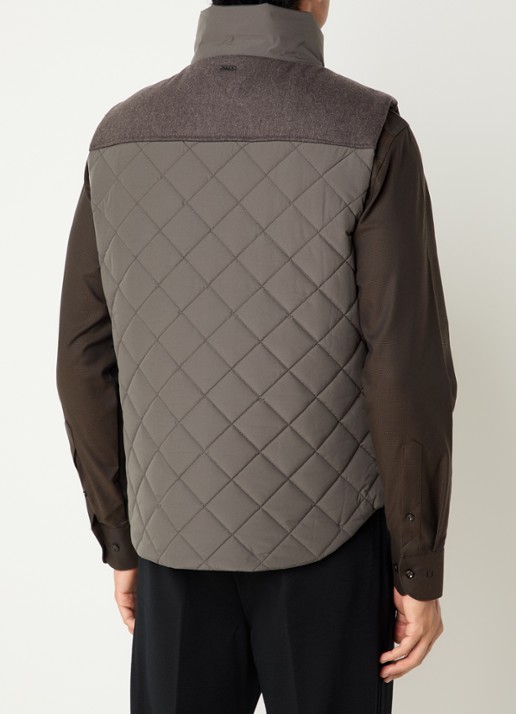 Boggi Milano Bodywarmer met quiltpatroon - achterkant 2 donkergroen