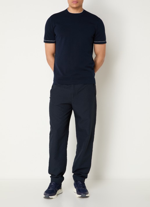 Boggi Milano Fijngebreid T-shirt met ronde hals - voorkant 4 donkerblauw
