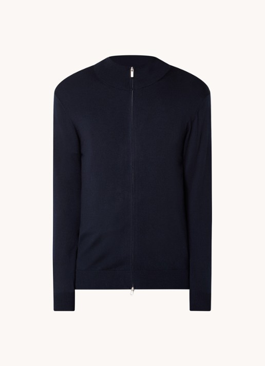 Boggi Milano Fijngebreid vest van wol - voorkant 2 donkerblauw