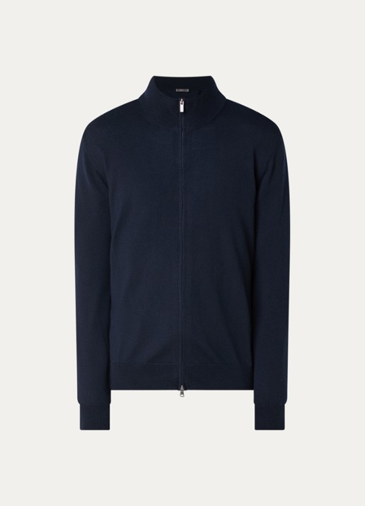 Boggi Milano Fijngebreid vest van wol - voorkant 3 donkerblauw