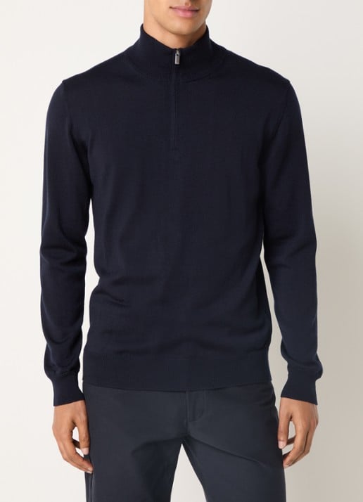 Boggi Milano Fijngebreide pullover met halve rits