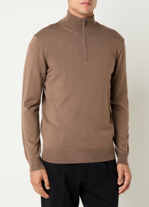 Boggi Milano Fijngebreide pullover van wol met halve rits