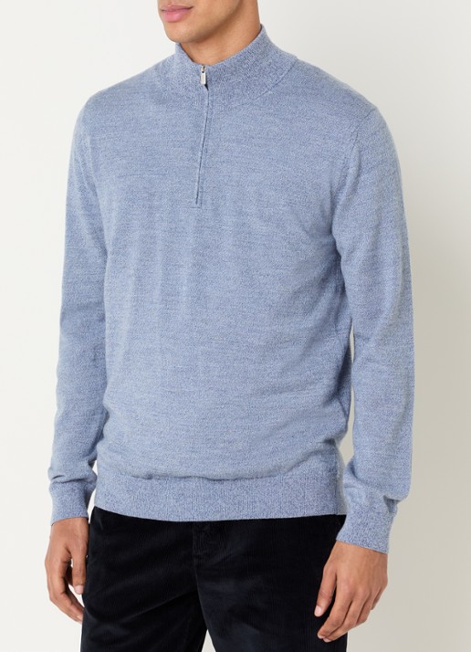Boggi Milano Fijngebreide pullover van wol met halve rits