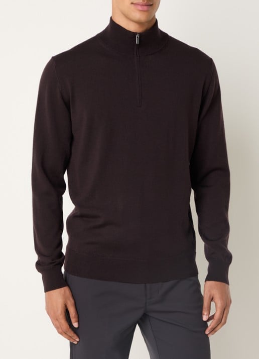 Boggi Milano Fijngebreide pullover van wol met halve rits