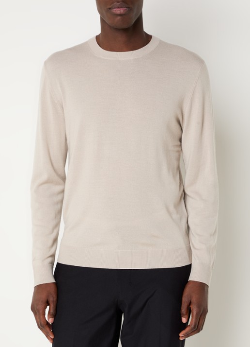 Boggi Milano Fijngebreide pullover van wol - detail 2 beige
