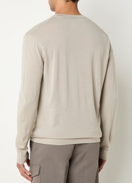 Boggi Milano Fijngebreide pullover van wol - achterkant beige