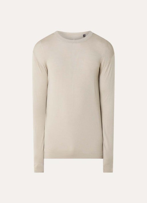 Boggi Milano Fijngebreide pullover van wol - voorkant 3 beige