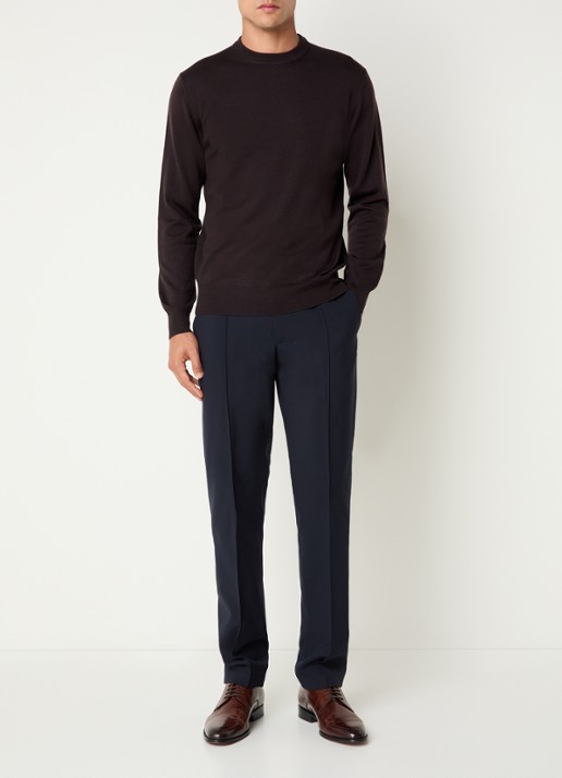 Boggi Milano Fijngebreide pullover van wol - voorkant 2 donkerbruin